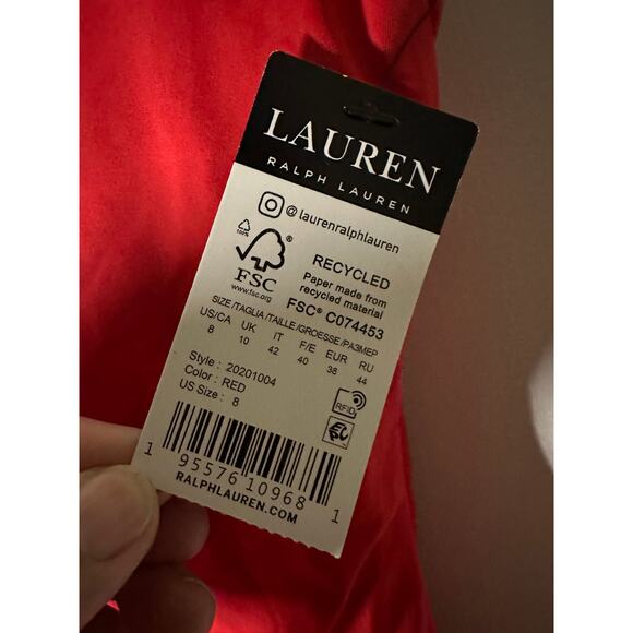 Lauren Ralph Lauren Women's Double-Strap One-Shoulder Red Swimsuit Size 8 NWT - Picture 6 of 13